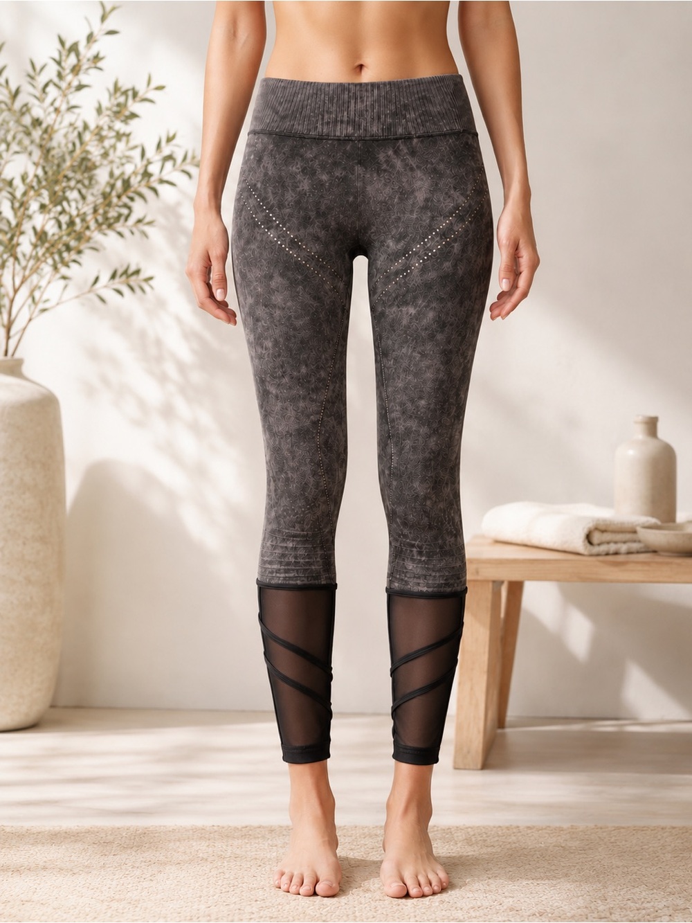 Blanc Noir Gray High Rise Leggings Activewear Yoga Pants Medium
